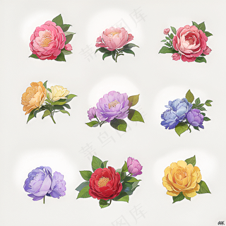 红色黄色粉色玫瑰花免抠素材7