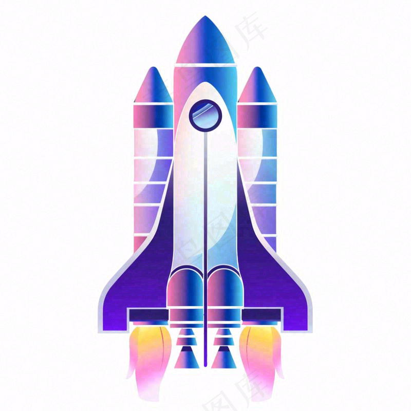 火箭太空航空卡通插画免抠(1024x1024)