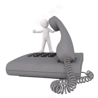 3D电话白色小人ppt用