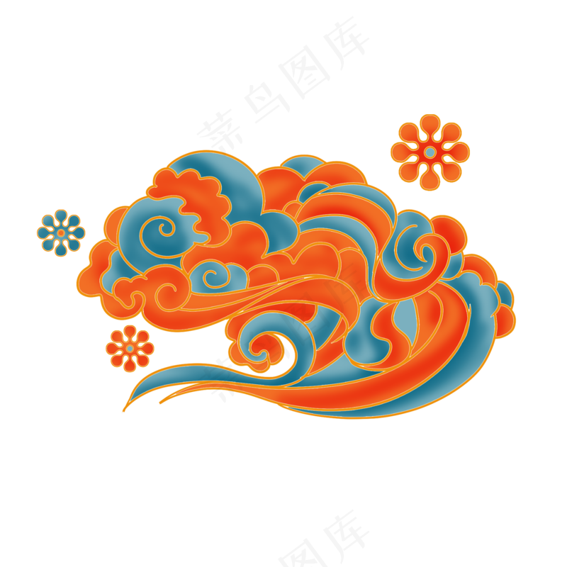国潮敦煌云纹祥云插画免扣素材 (48)