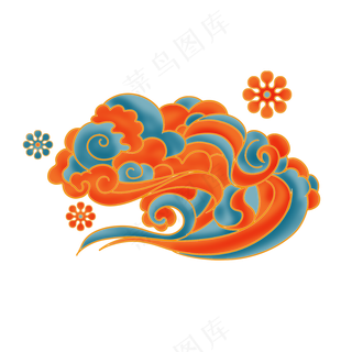 国潮敦煌云纹祥云插画免扣素材 (48)