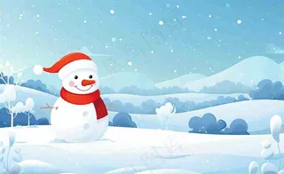 唯美卡通冬天冬季雪地雪人立冬冬至小雪大雪插画背景