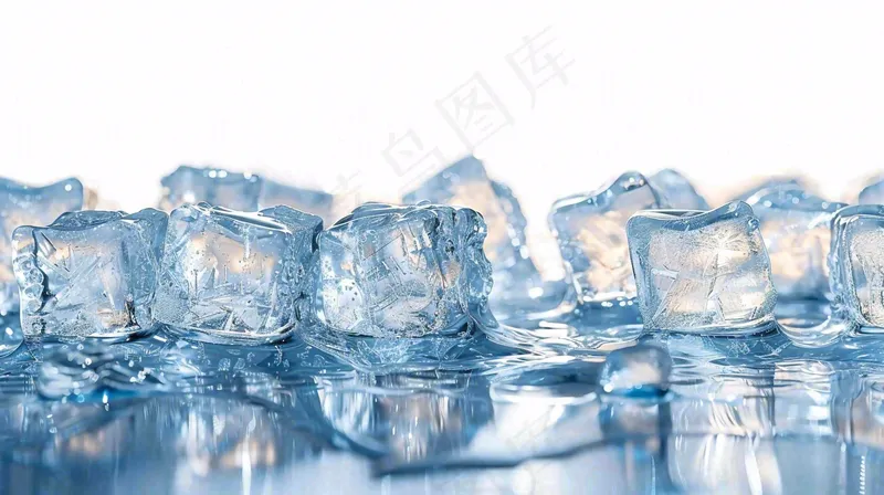 夏日清凉透明的冰块摄影图(4368x2448)