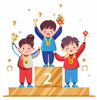 颁奖台运动员领奖比赛卡通插画免抠