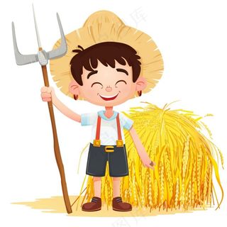 劳作的农民工具卡通插画免抠