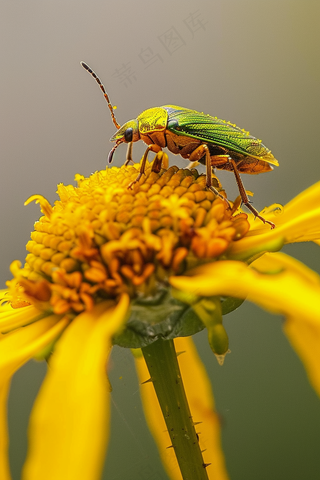 春天花朵上的昆虫摄影图