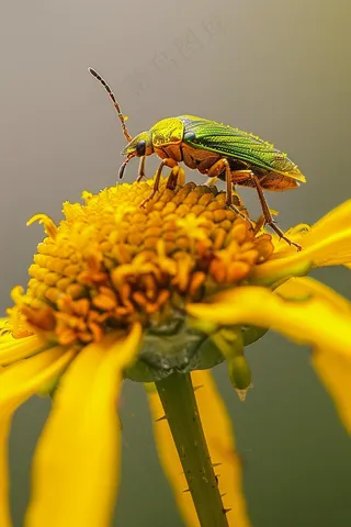春天花朵上的昆虫摄影图