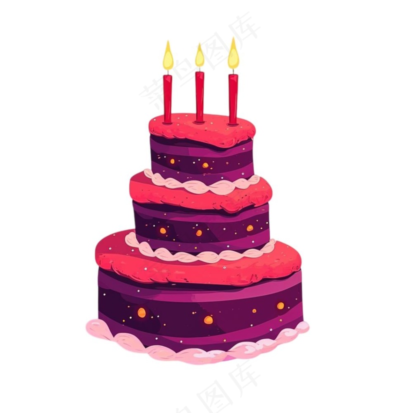 生日蛋糕蜡烛庆祝卡通插画免抠(1024x1056)
