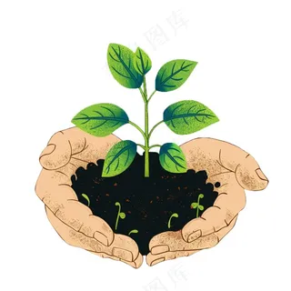 手捧树苗保护环境植树节卡通插画免抠