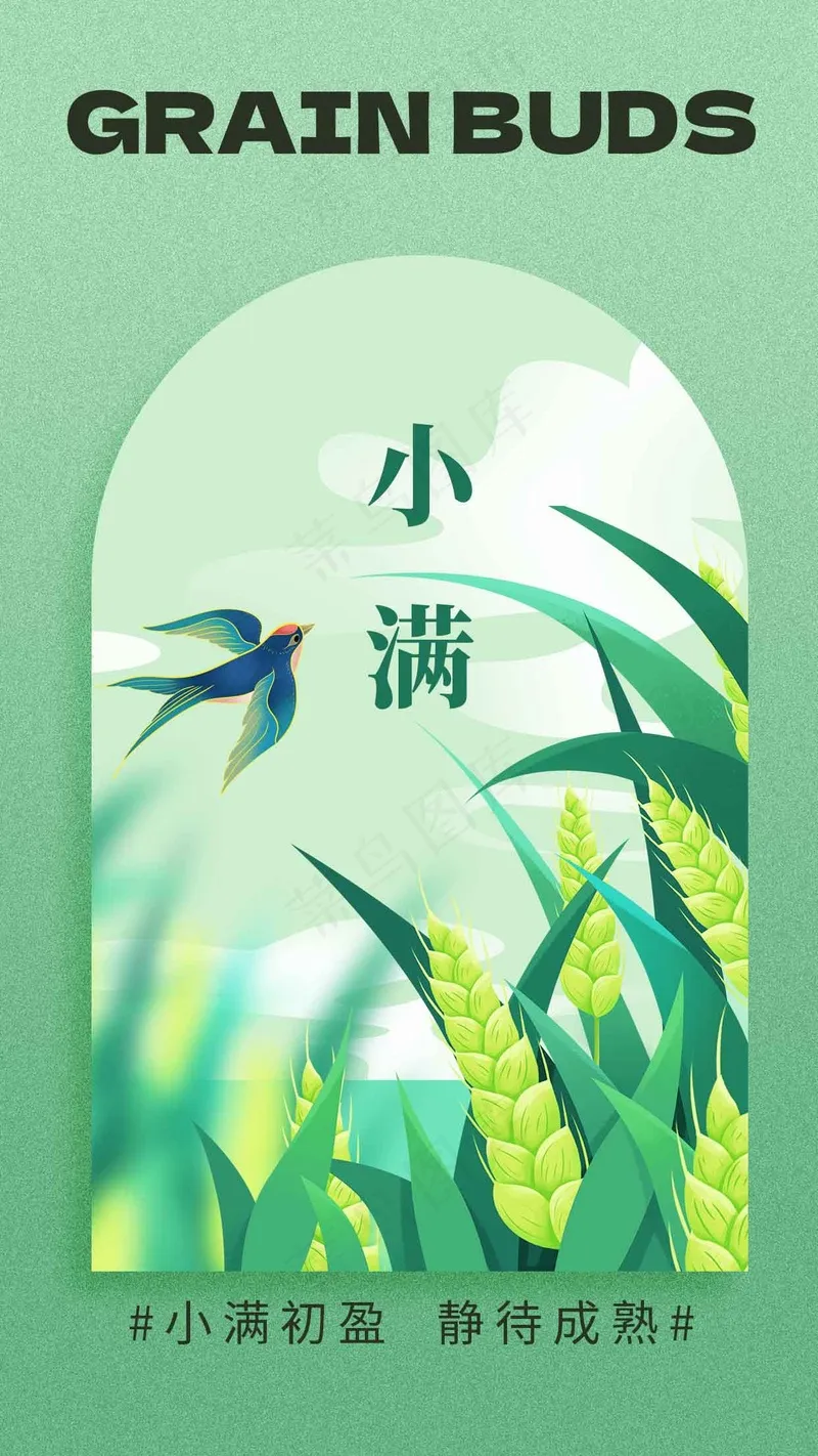 小满节气传统海报psd模版下载