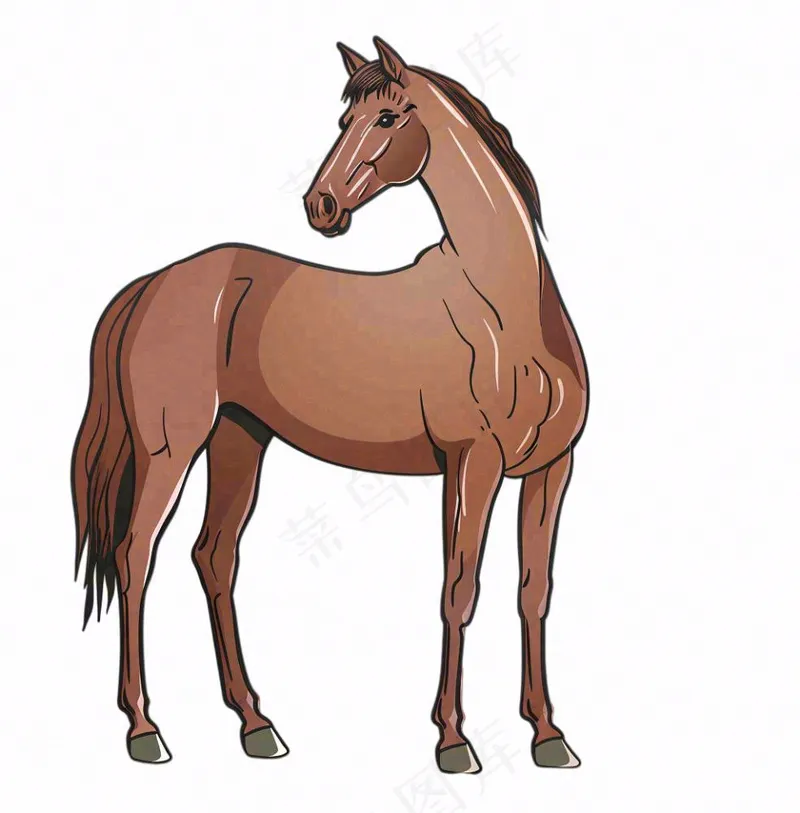 马骏马棕色马匹动物卡通插画免抠(1024x1040)