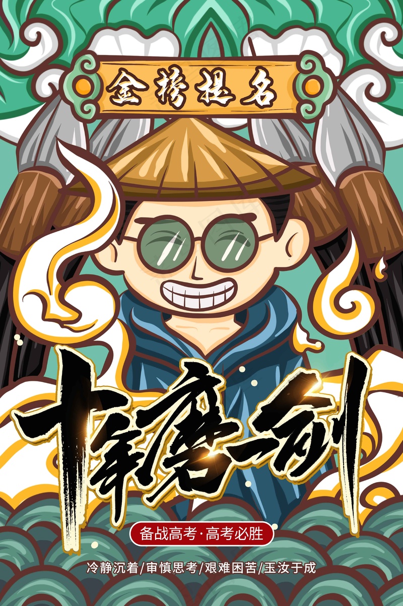 复古插画高考毕业季海报