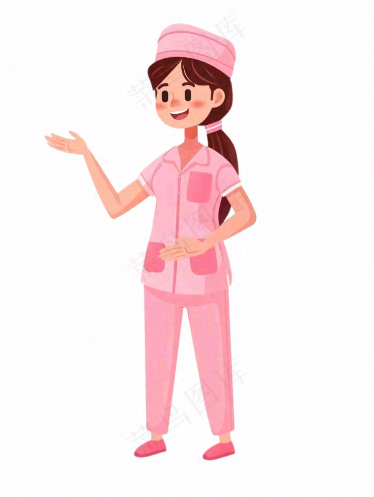 粉色护士服医生医疗人物卡通插画免抠(928x1232)
