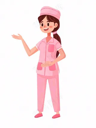 粉色护士服医生医疗人物卡通插画免抠