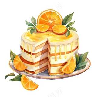 橙子蛋糕水果蛋糕卡通插画免抠