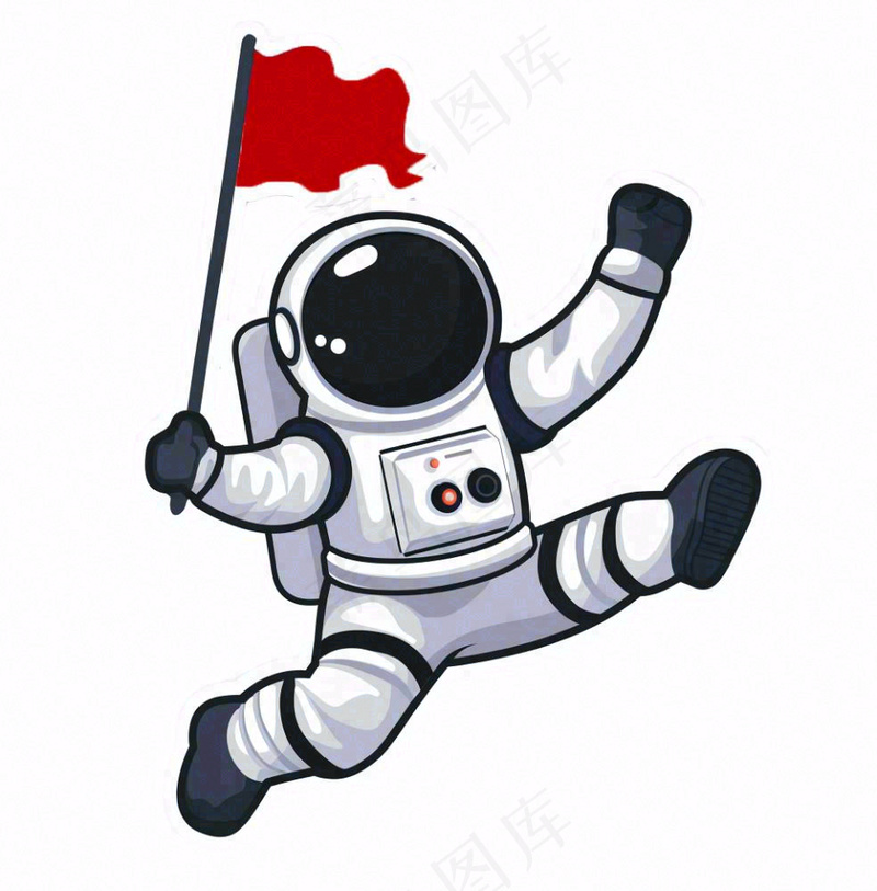 宇航员太空卡通插画免抠(1024x1040)