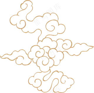 中式传统PNG免扣祥云中国风古典云吉祥图案工笔画创意素材 (135)