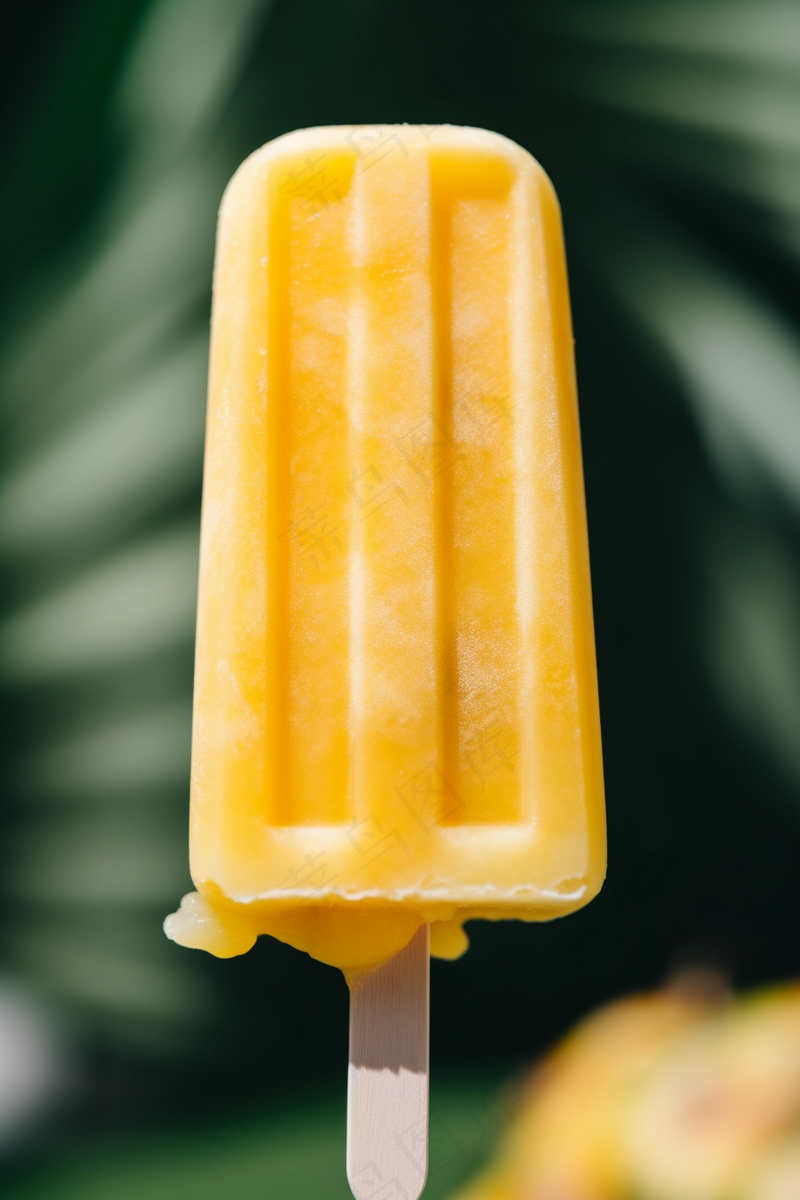 黄色棒冰菠萝味夏日清凉摄影图(2688x4032)