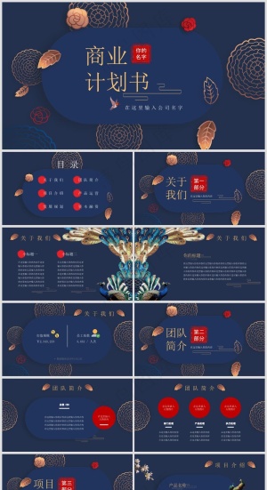 PPT模板丨黑金、藏蓝色系丨工作总结丨述职报告021预览图