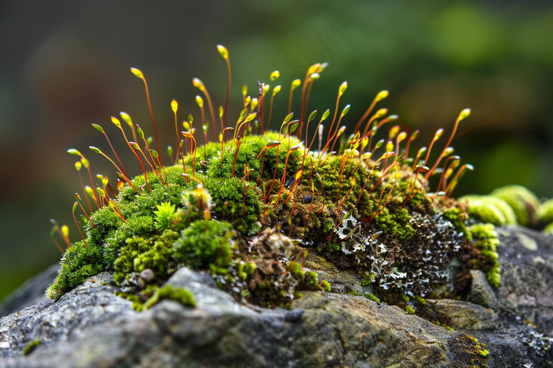 苔藓石壁上生长的苔藓春天摄影图(4032x2688)