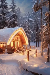 童话故事意境雪屋背景