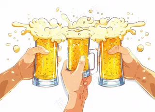 喝啤酒聚会卡通插画免抠