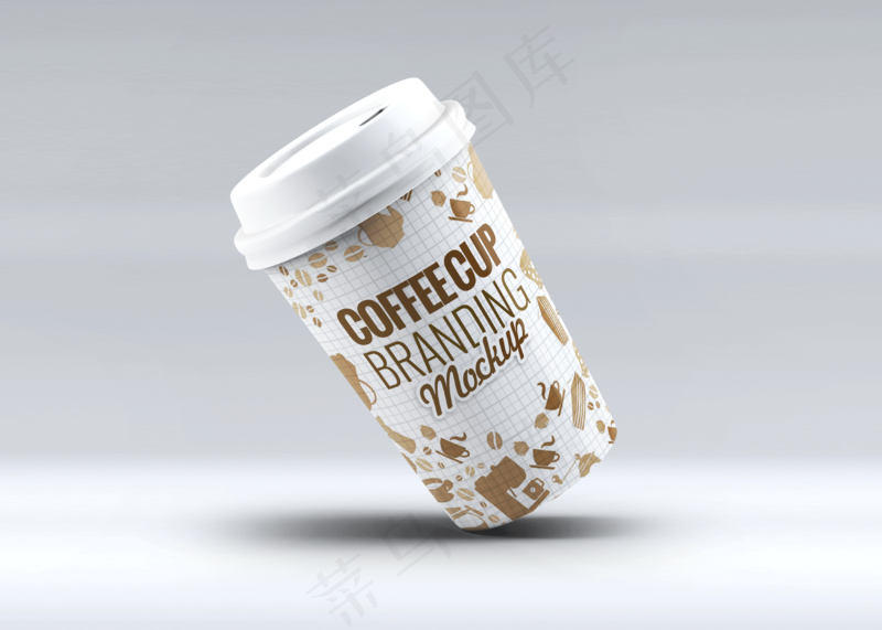 单色背景简约塑料咖啡杯样机23