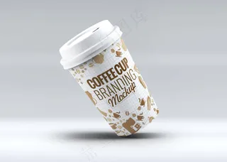 单色背景简约塑料咖啡杯样机23