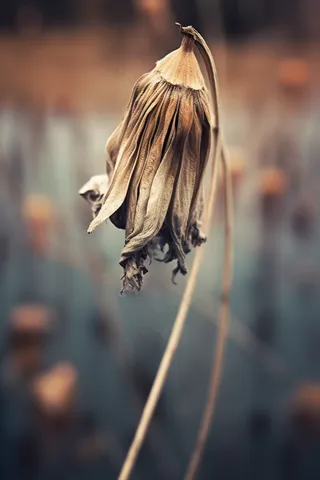 秋冬干枯的荷叶池塘枯叶枯黄摄影图