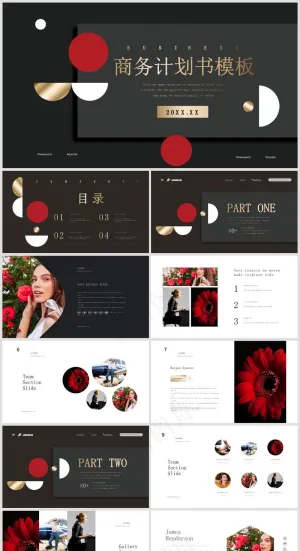 PPT模板丨黑金、藏蓝色系丨工作总结丨述职报告019预览图