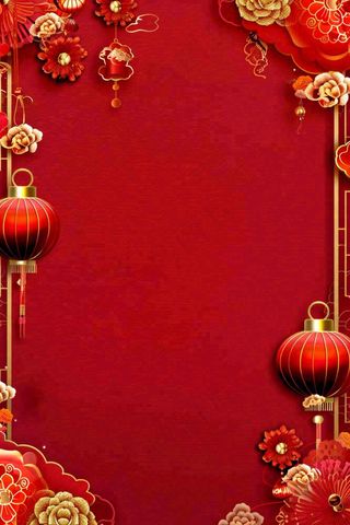 红色灯笼新年春节喜庆梅花祥云节日红色背景小年除夕元宵插画背景