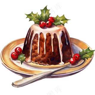 巧克力布丁甜点卡通插画免抠