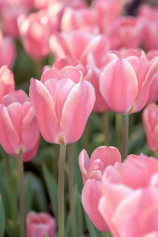 春天粉色郁金香花朵摄影图