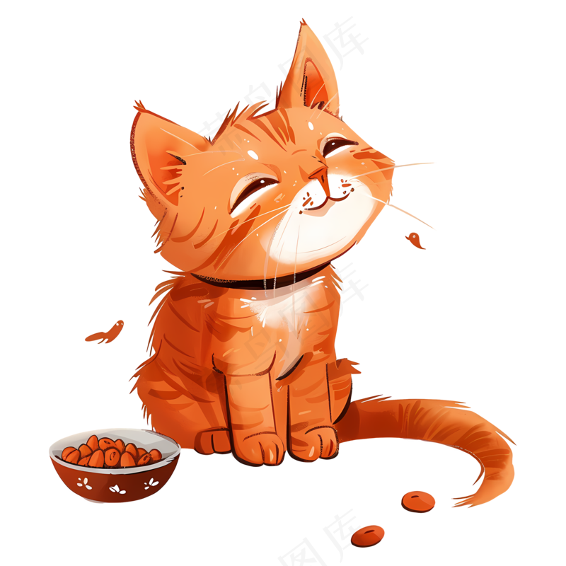 免抠插画橘色小猫