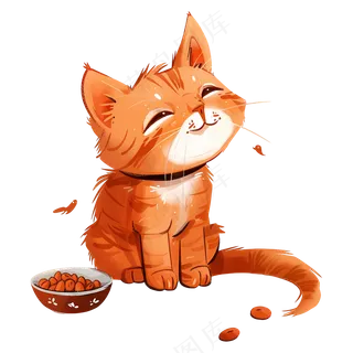 免抠插画橘色小猫