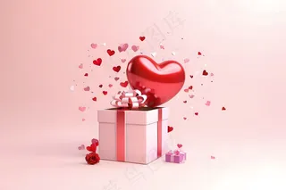 渲染礼盒爱心场景图插画