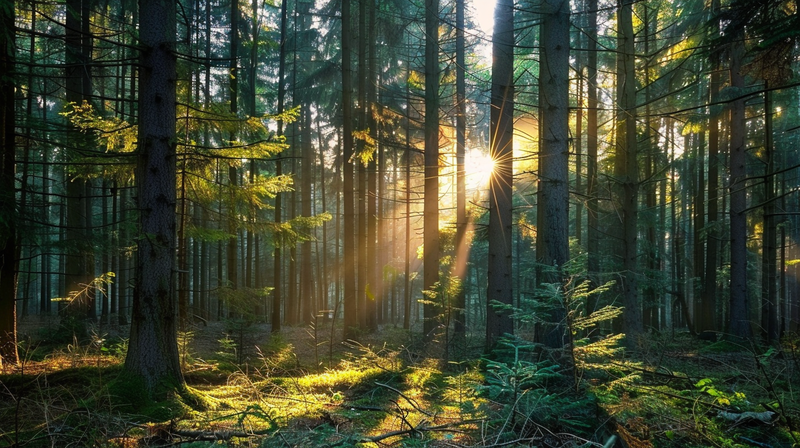 山林森林阳光绿色大自然风景摄影图