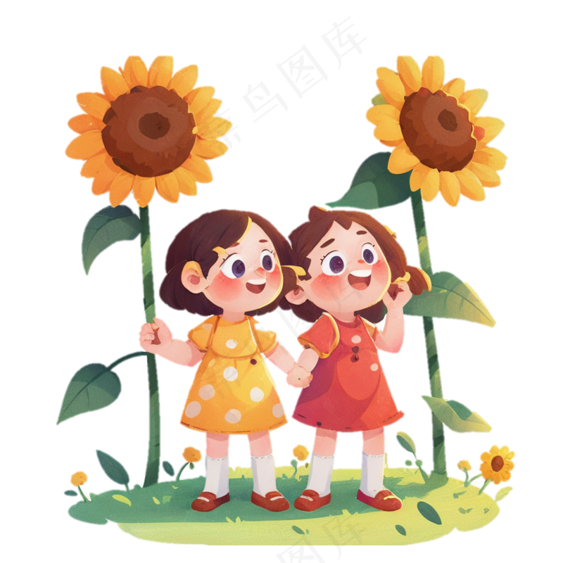 六一儿童节 小女孩 向日葵 免抠透明底 (4)