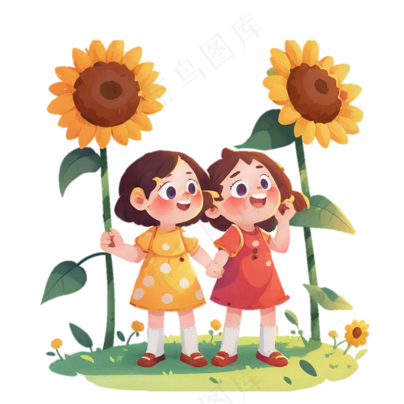 六一儿童节 小女孩 向日葵 免抠透明底 (4)
