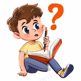 学生思考问题问号学习人物卡通插画免抠