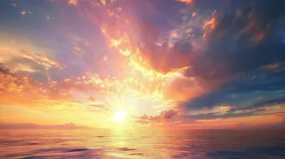 清晨日出朝霞云层山川摄影图