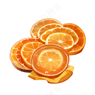 橙色 手绘 橙子 免抠 素材18