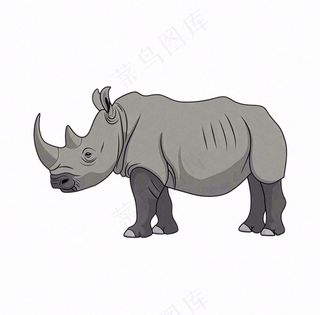 大犀牛动物卡通插画免抠