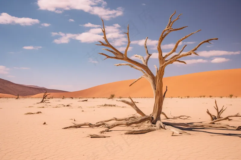 干旱干枯树木缺水干裂土地摄影图(4032x2688)