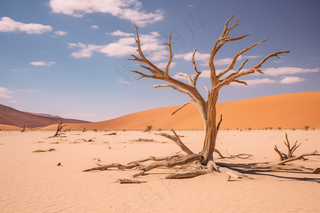 干旱干枯树木缺水干裂土地摄影图