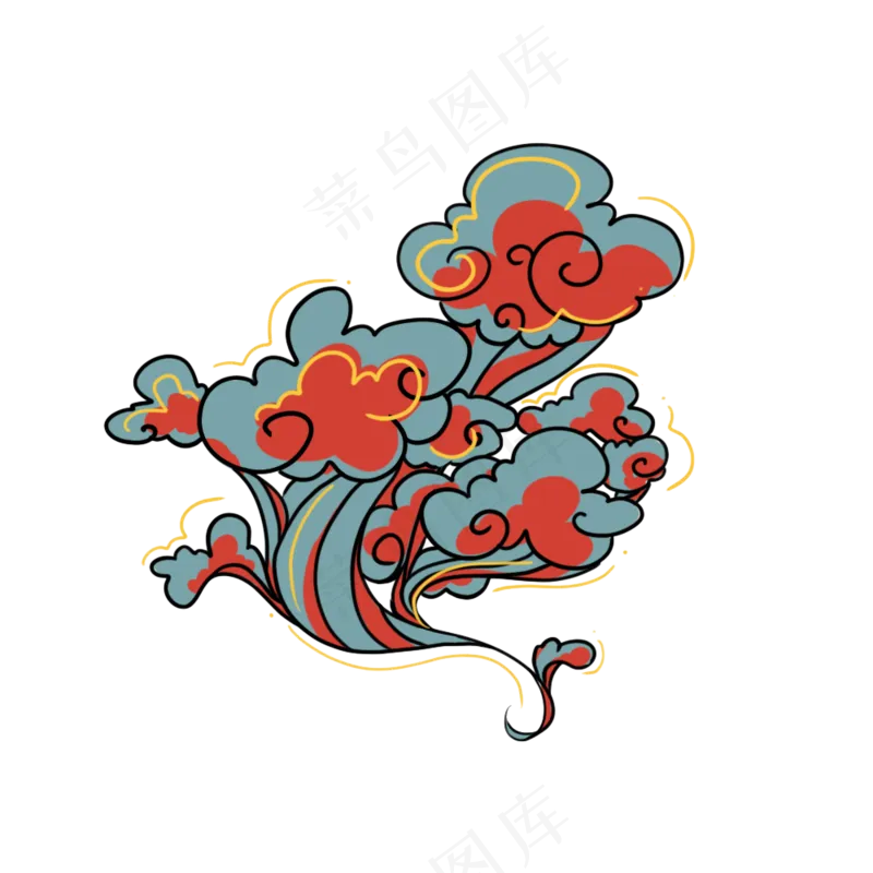 国潮敦煌云纹祥云插画免扣素材 (80)
