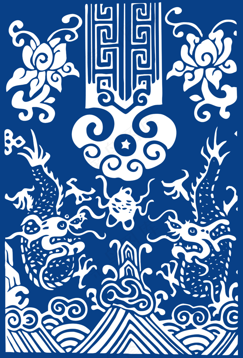 古代青花瓷图案花纹中国风图案祥云纹理传统图腾PNG免扣素材