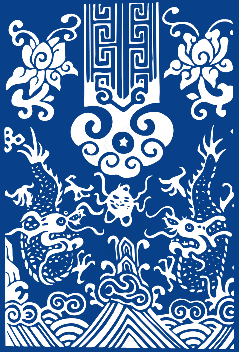 古代青花瓷图案花纹中国风图案祥云纹理传统图腾PNG免扣素材