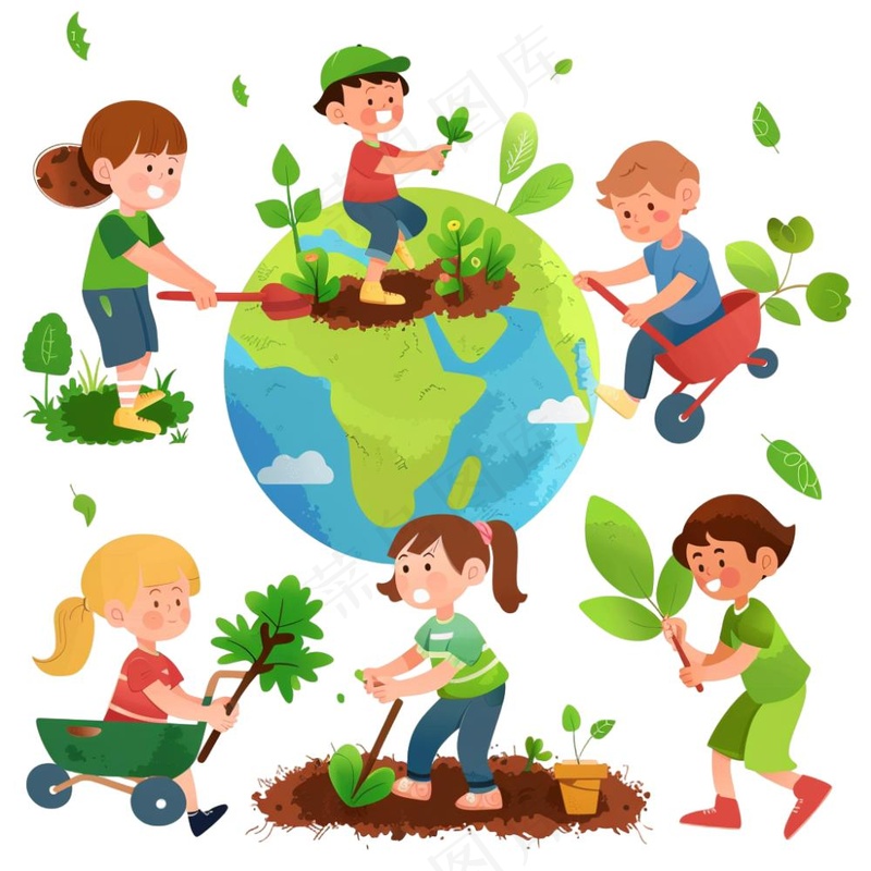 世界地球保护环境绿色卡通插画免抠