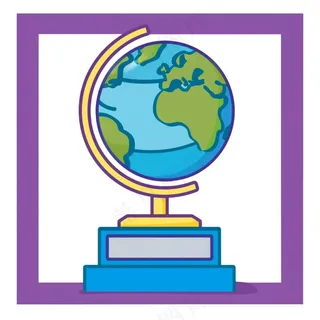 地球仪学习工具卡通插画免抠